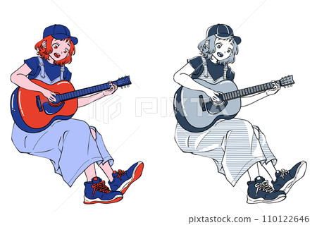 Girl playing guitar 110122646