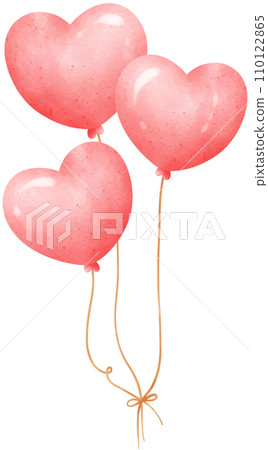 Cute heart balloons watercolor illustration, valentine's day Cute heart balloons watercolor illustration, valentine's day 110122865