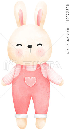 Cute rabbit watercolor illustration, valentine's day Cute rabbit watercolor illustration, valentine's day 110122866