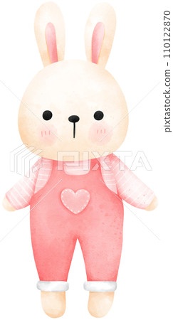 Cute rabbit watercolor illustration, valentine's day 110122870