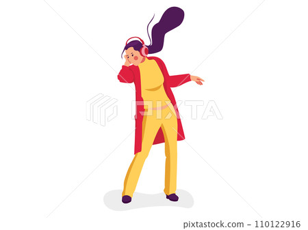 Woman Listening Music and dancing 110122916