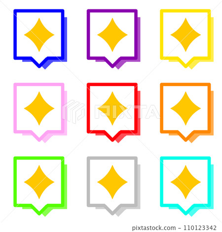 Glitter 1, colorful square speech bubbles and colorful shadows, set of 9 110123342