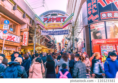 Tokyo cityscape in Japan: Ameyoko is a busy area at the end of the year. Kasho also appears, bringing light of hope to the new year... = December 29, 2020 110123381