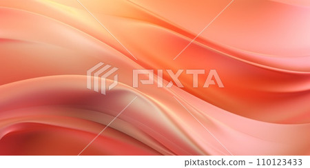 AI-generated content. Abstract wavy pattern in peach fuzz and apricot crush colour, monochrome background for website. 110123433