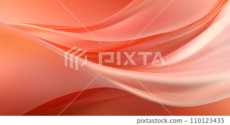 AI-generated content. Abstract wavy pattern in peach fuzz and apricot crush colour, monochrome background for website. 110123435