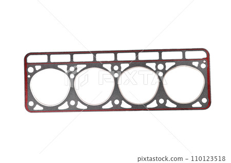 gasket of automobile engine cylinders, gasket of a truck engine close-up gasket of automobile engine cylinders, gasket of a truck engine close-up 110123518