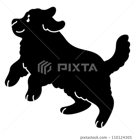 Simple and cute jumping Great Pyrenees silhouette with face 110124305
