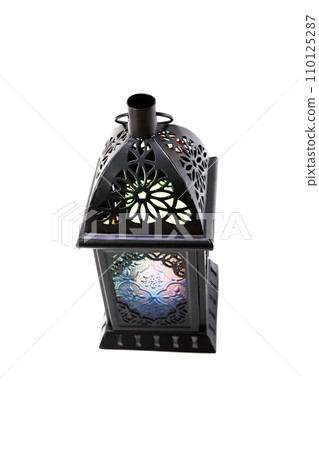 moroccan arabic metal lantern decorative candle holder isolated on white background moroccan arabic metal lantern decorative candle holder isolated on white background 110125287