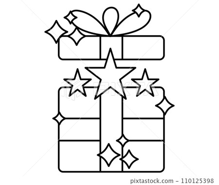Exclusive benefits icon black and white - gift box with stars 110125398