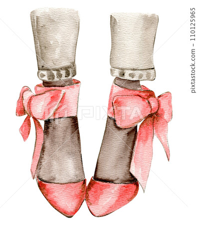 Watercolor fashion legs on high heels illustration. Fashion and style, clothing and accessories. Footwear. Perfect for greetings cards, invitation, poster, party decoration. Watercolor fashion legs on high heels illustration. Fashion and style, clothing and accessories. Footwear. Perfect for greetings cards, invitation, poster, party decoration. 110125965