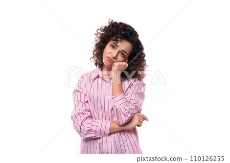 young well-groomed brunette woman feeling tired young well-groomed brunette woman feeling tired 110126255