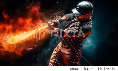 Baseball player's bat catches fire 110126819