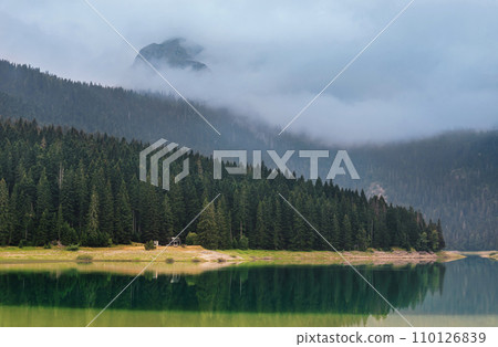 Morning Fog over Mountains Mountain Lake and Forest Morning Fog over Mountains Mountain Lake and Forest 110126839