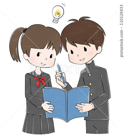 Illustration of a student wearing a sailor suit and school uniform Illustration of a student wearing a sailor suit and school uniform 110126933