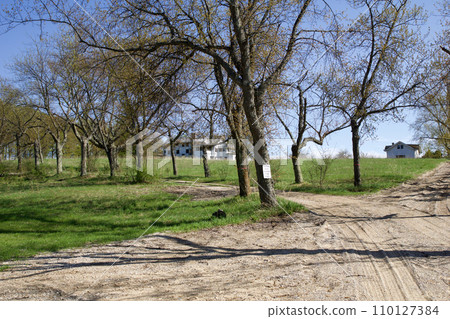 KEWADIN, MICHIGAN, UNITED STATES - MAY 16, 2018: Abandoned property of a summer camp at Maplehurst Lake in North Michigan 110127384