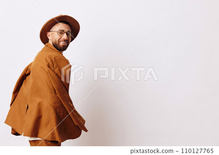 Man caucasian handsome attractive person model young man portrait guy adult background fashionable beard Man caucasian handsome attractive person model young man portrait guy adult background fashionable beard 110127765