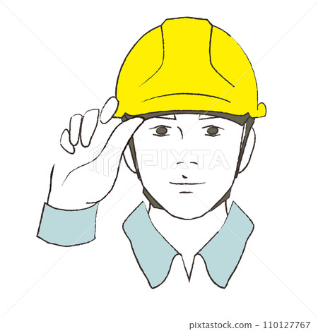 Front face of a young man wearing a helmet Front face of a young man wearing a helmet 110127767