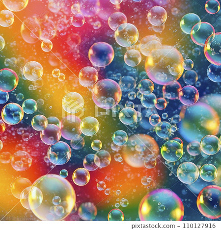 Rainbow background with soap bubbles, beautiful bright colorful wallpaper 110127916