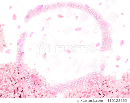 Background material of cherry blossoms with falling petals 110128863