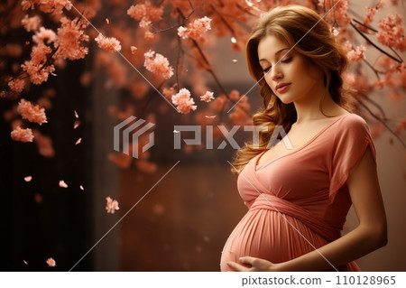 Radiant and Blissful Expecting Mother Cherishing the Precious Moments of Pregnancy 110128965
