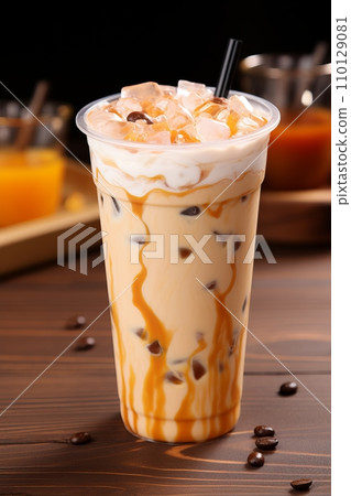 Iced Coffee Milk Shake - Cool and Creamy Beverage Captured in Stunning Vertical Photo Iced Coffee Milk Shake - Cool and Creamy Beverage Captured in Stunning Vertical Photo 110129081