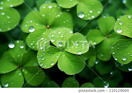 St. Patricks Day Banner Background. Decorative clover in Traditional Irish Symbols 110129084