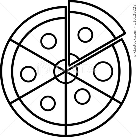 披薩圖示切成六塊,透明背景 披薩圖示切成六塊,透明背景 110129228