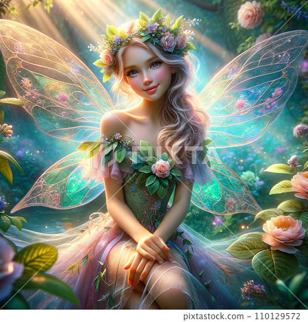 Profile of a girl wearing a beautiful dress 110129572