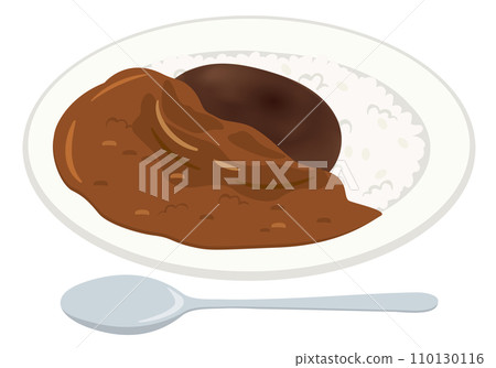 Western food_Hamburger curry rice (with spoon) Western food_Hamburger curry rice (with spoon) 110130116