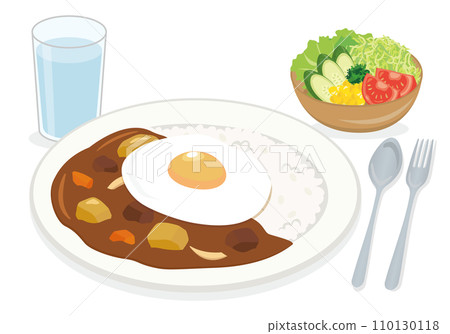 Western food_Tsukimi curry set (with fried egg and salad) 110130118