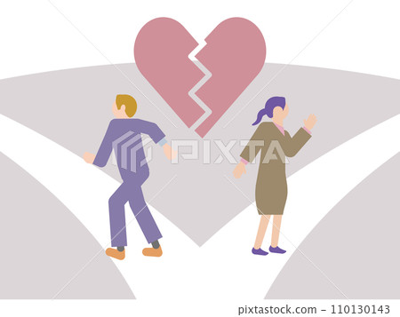 Pictogram style illustration of a couple who broke up and broke up 110130143