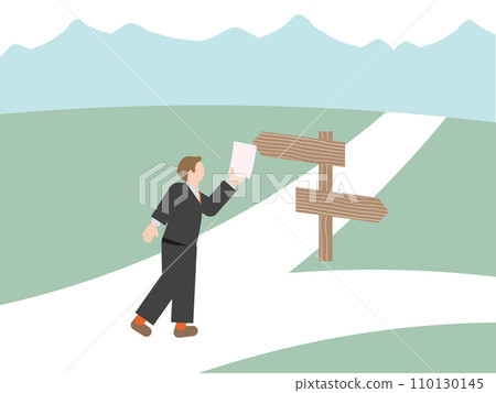 人生十字路口的象形人物插畫 110130145