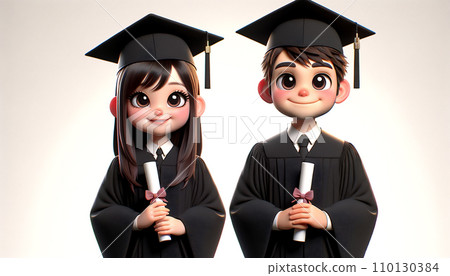 3DCG_Graduation ceremony_Degree conferment ceremony_Men and women in academic gowns_02 110130384