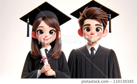 3DCG_Graduation ceremony_Degree conferment ceremony_Men and women in academic gowns_03 110130385