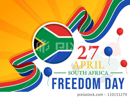 Happy South Africa Freedom Day Vector Illustration on 27 April with Waving Flag and Ribbon in National Holiday Flat Cartoon Background Design 110131279