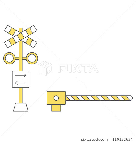 Station-related single illustration icon railroad crossing 110132634