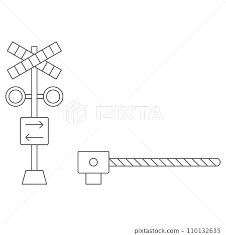 Station-related single illustration icon railroad crossing Station-related single illustration icon railroad crossing 110132635