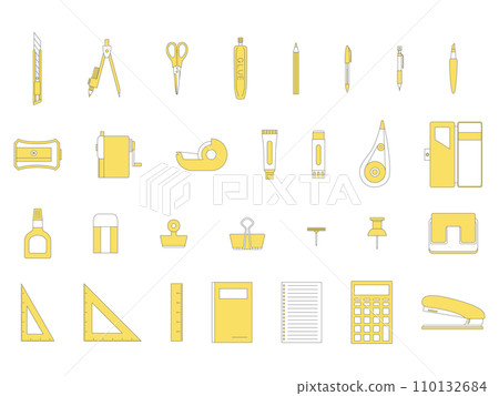 文具彩色插圖圖示集 文具彩色插圖圖示集 110132684