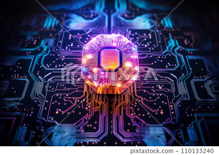Artificial intelligence semiconductor chips and circuit boards. Innovative advanced technology and technology concept. "AI generated image" 110133240