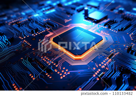 AI artificial intelligence semiconductor chips and circuit boards. Innovative advanced technology and technology concept. "AI generated image" AI artificial intelligence semiconductor chips and circuit boards. Innovative advanced technology and technology concept. "AI generated image" 110133482