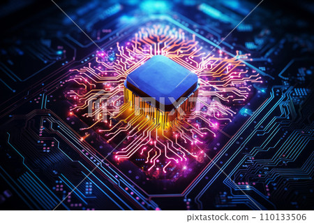 AI artificial intelligence semiconductor chips and circuit boards. Innovative advanced technology and technology concept. "AI generated image" 110133506