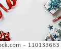White copy space with Christmas decor background. 110133663