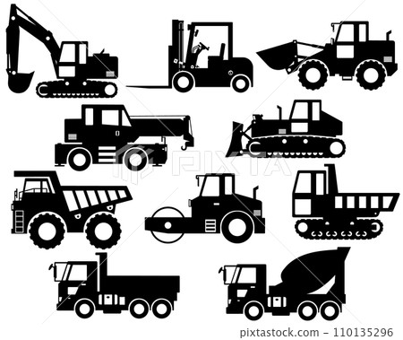 重型設備的剪影[在PNG影像中，背景和白色部分是透明的] 110135296