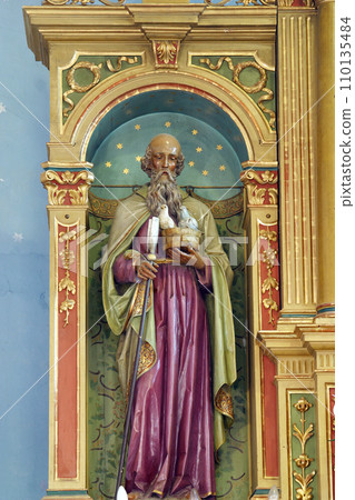 St. Joachim, statue on the high altar in the parish church of the Assumption of the Virgin Mary in Pescenica, Croatia 110135484