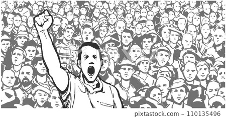 Illustration of demonstrating crowd 110135496