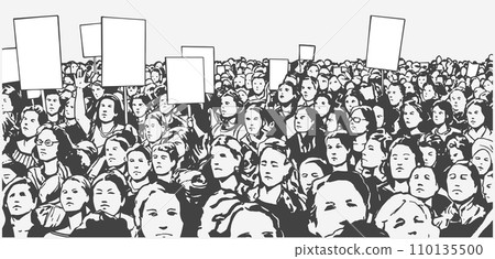 Illustration of demonstrating crowd 110135500