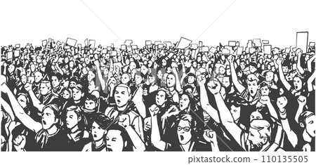 Illustration of demonstrating crowd 110135505