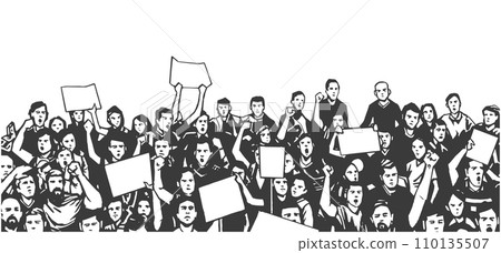 Illustration of demonstrating crowd Illustration of demonstrating crowd 110135507