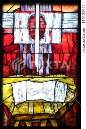 History of salvation, stained glass window by Sieger Koder in church of Saint Bartholomew in Leutershausen, Germany History of salvation, stained glass window by Sieger Koder in church of Saint Bartholomew in Leutershausen, Germany 110135621