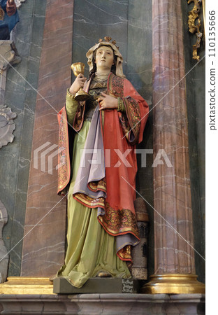 Saint Barbara statue at the altar in the church of Saint Catherine of Alexandria in Krapina, Croatia Saint Barbara statue at the altar in the church of Saint Catherine of Alexandria in Krapina, Croatia 110135666